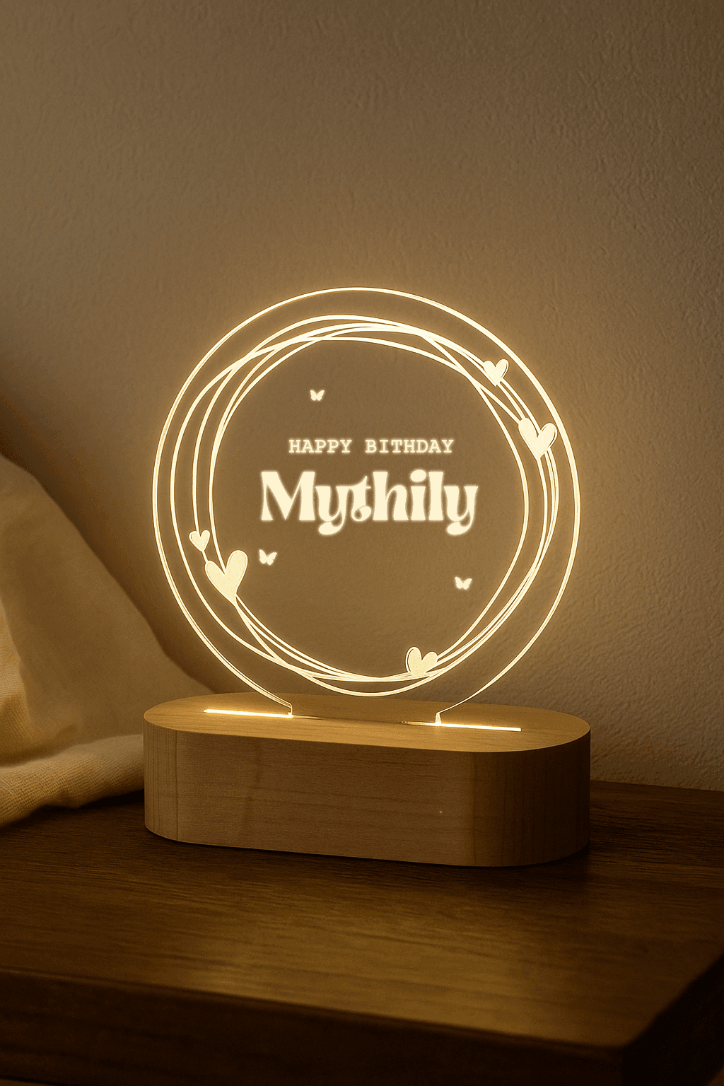 Glowing Circle Lamp with Custom Name
