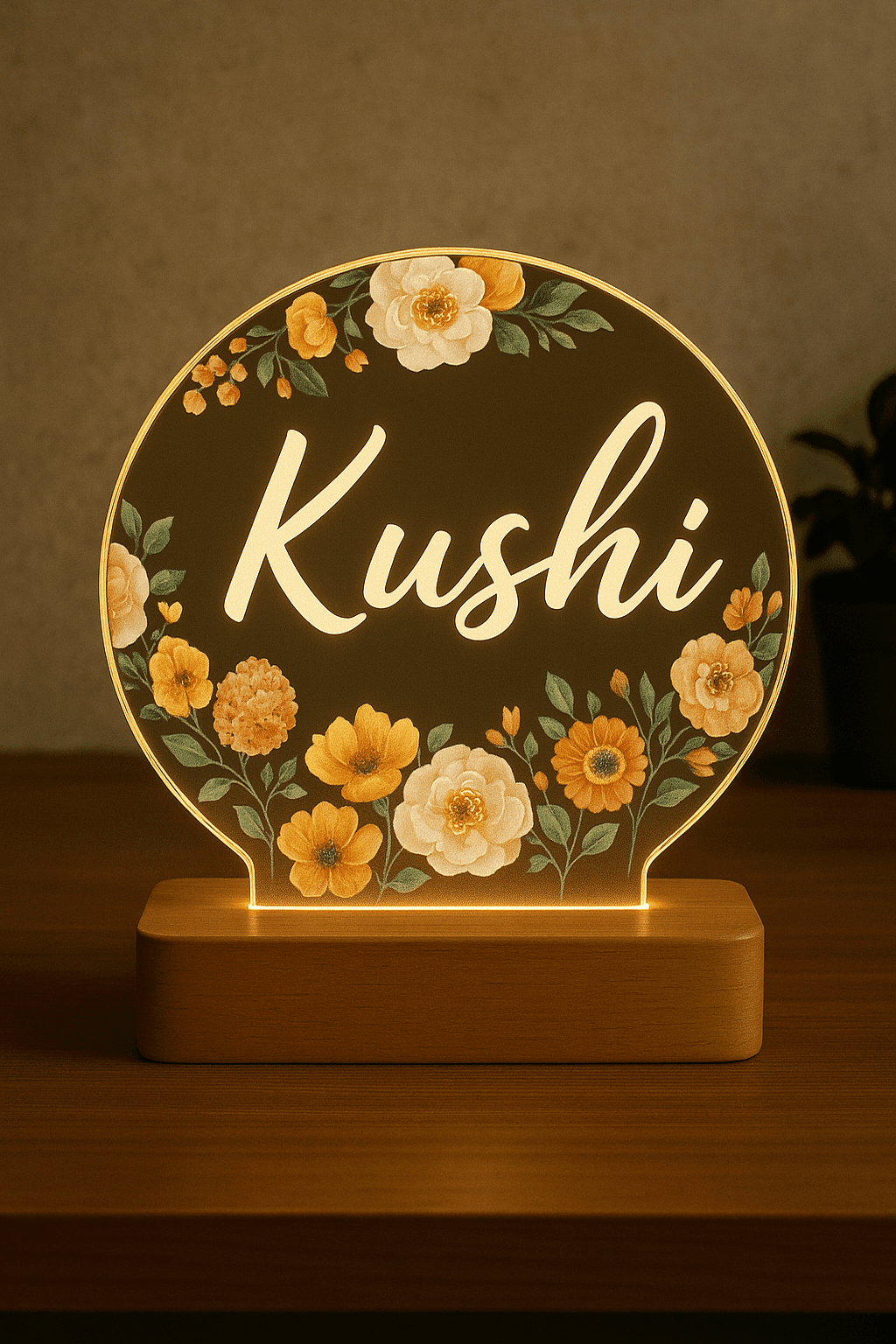 Floral Name Light โ Custom Birthday Gift