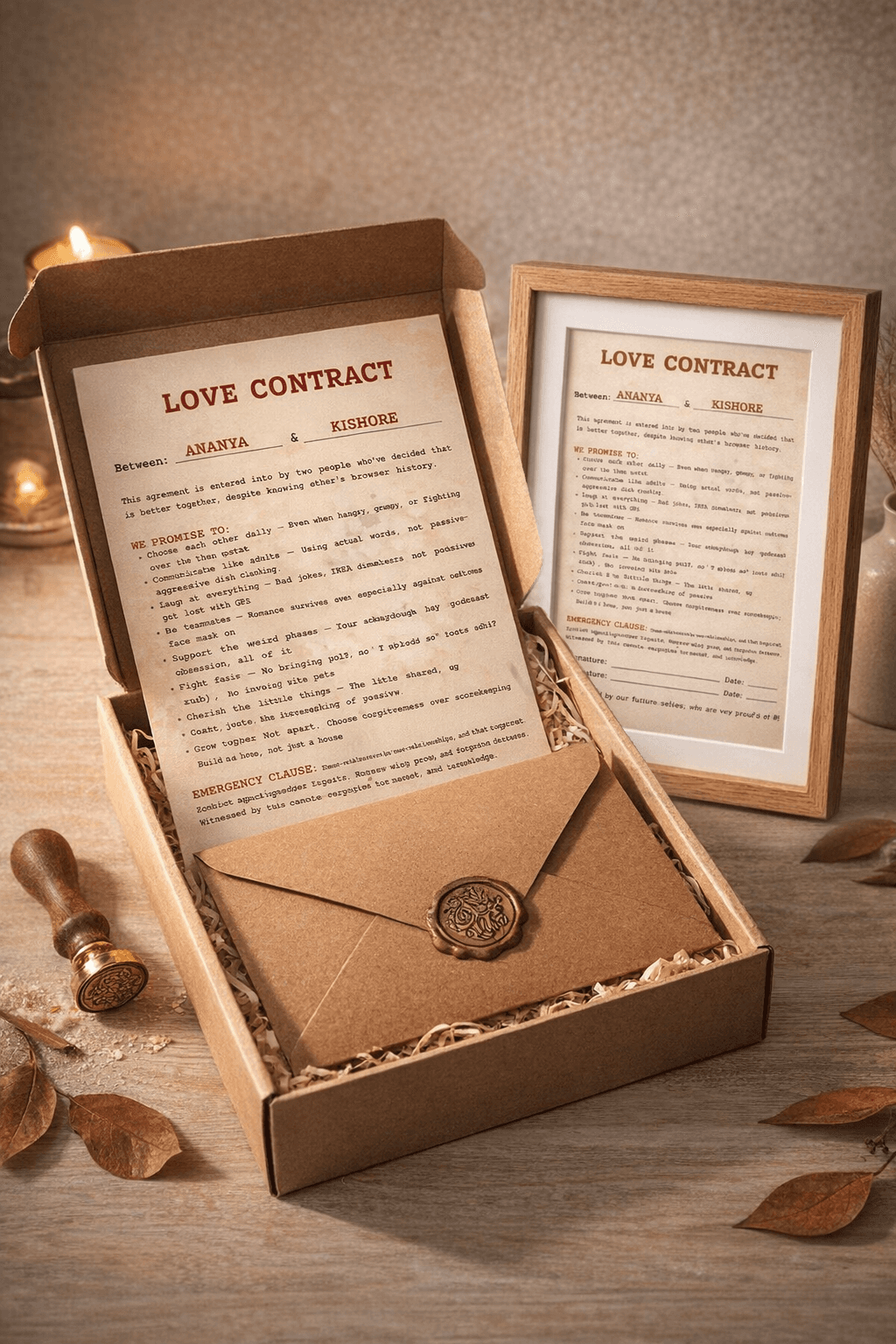 Personalized Love Contract for Couples โ Custom Promise Agreement