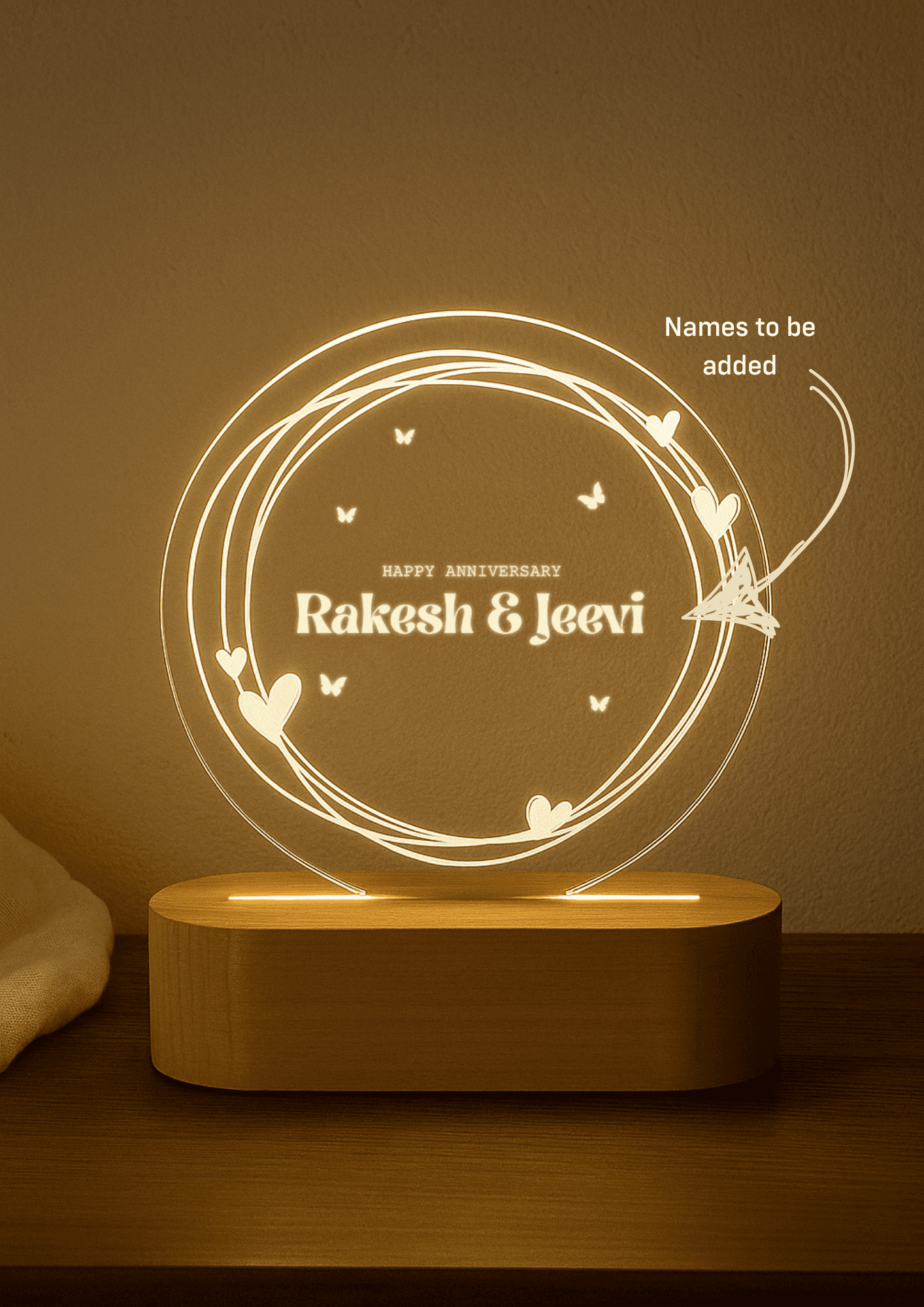 Romantic Couple Name Lamp with Date Highlight