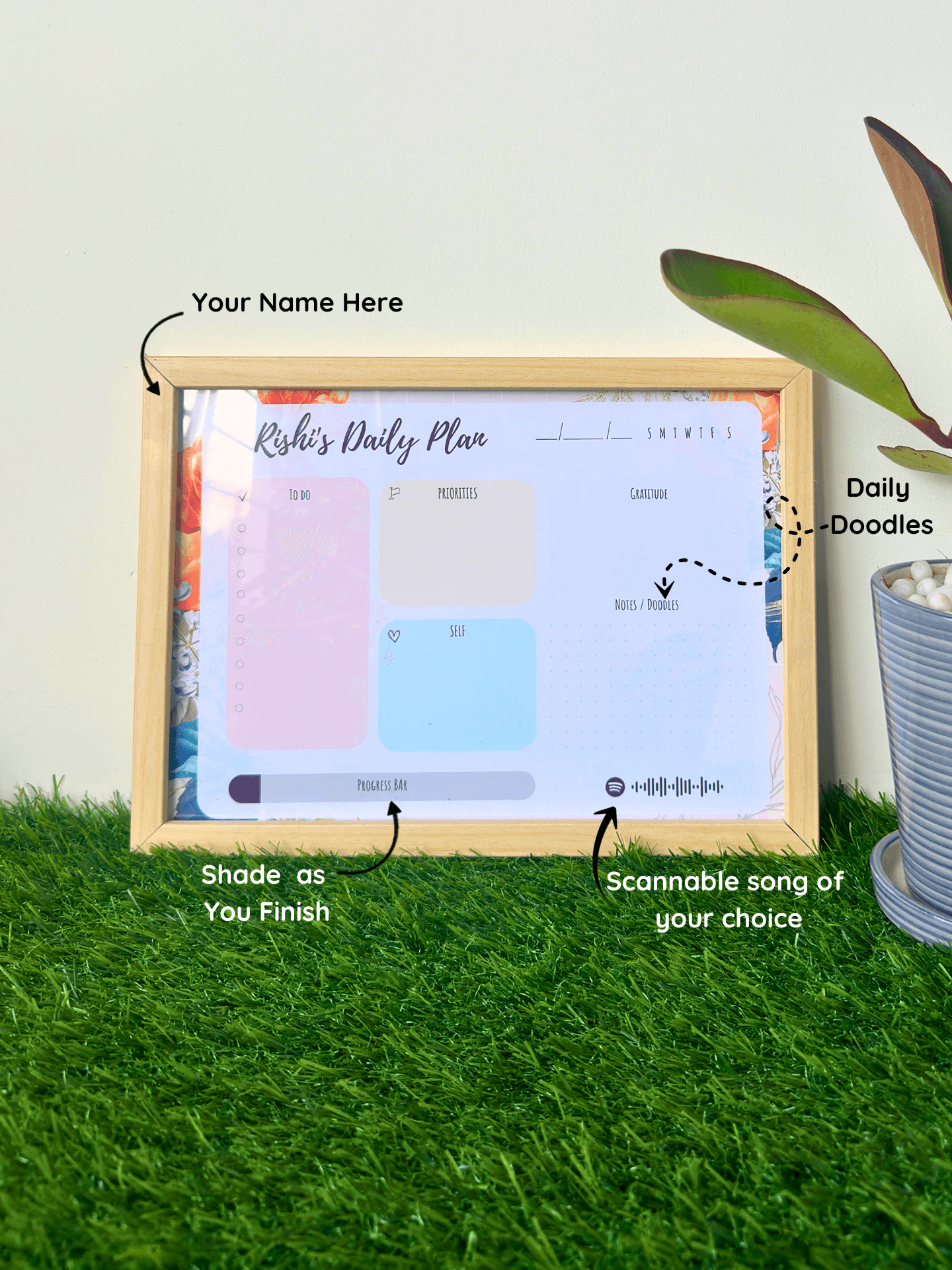 Personalized Rewritable Daily Planner Frame
